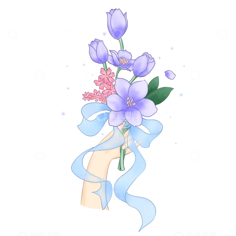 源文件下载【趣麦麦图】手持鲜花花束