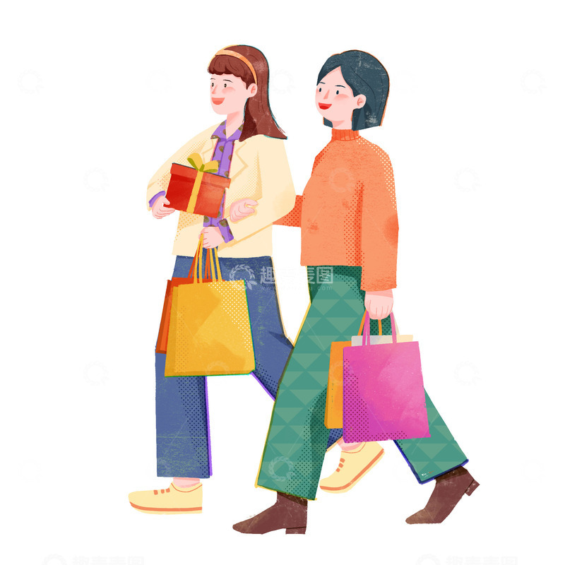 源文件下载【趣麦麦图】女神节女人购物元素