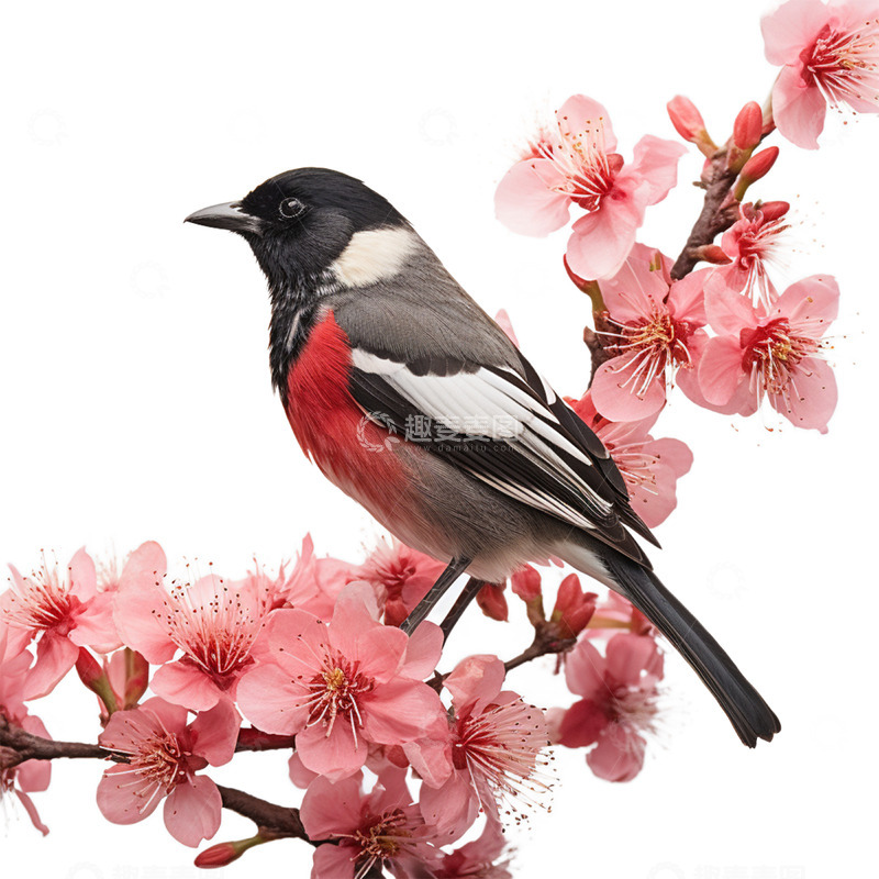 源文件下载【趣麦麦图】桃花枝头上的小鸟