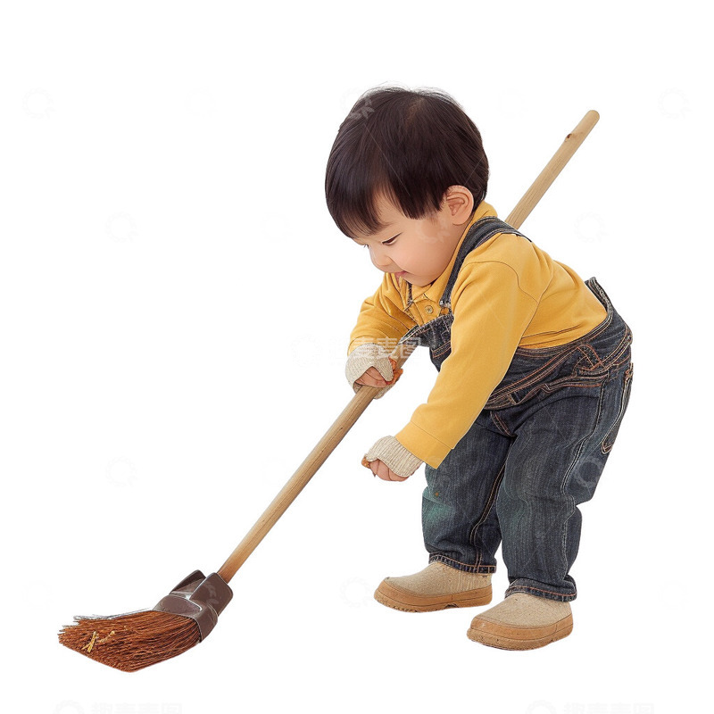 高清大图下载【趣麦麦图】在扫地的孩子
