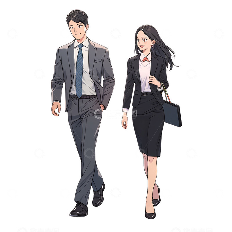 高清大图下载【趣麦麦图】两个上班族在聊天