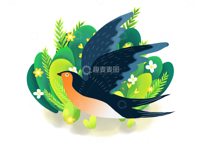 源文件下载【趣麦麦图】春天小燕子元素