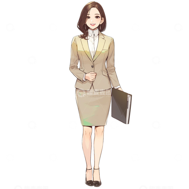 高清大图下载【趣麦麦图】卡通动漫风格女白领上班族