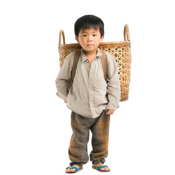 背着背篓的小男孩1