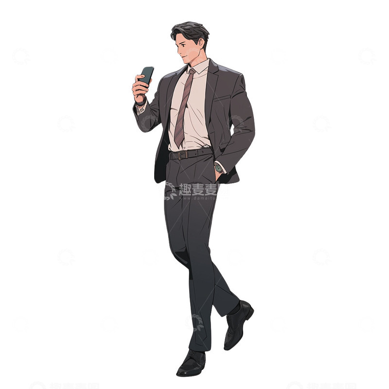 高清大图下载【趣麦麦图】男士英俊的上班族卡通风格