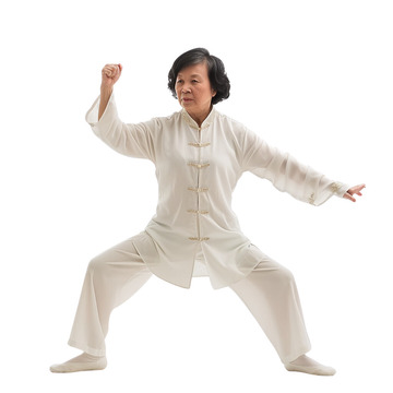 练习功夫打太极拳的老人