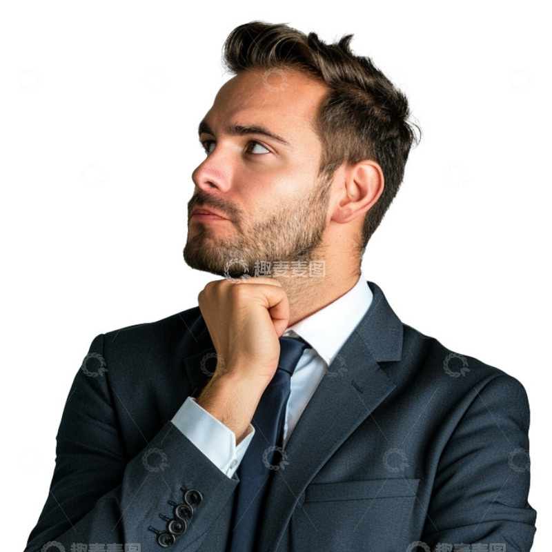 高清大图下载【趣麦麦图】西装男子疑惑思考商业