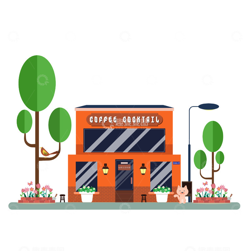 源文件下载【趣麦麦图】矢量扁平化店铺建筑城市