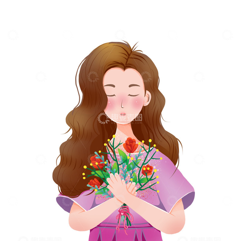 源文件下载【趣麦麦图】女神节女王节妇女节女生节皇冠人物鲜花花束