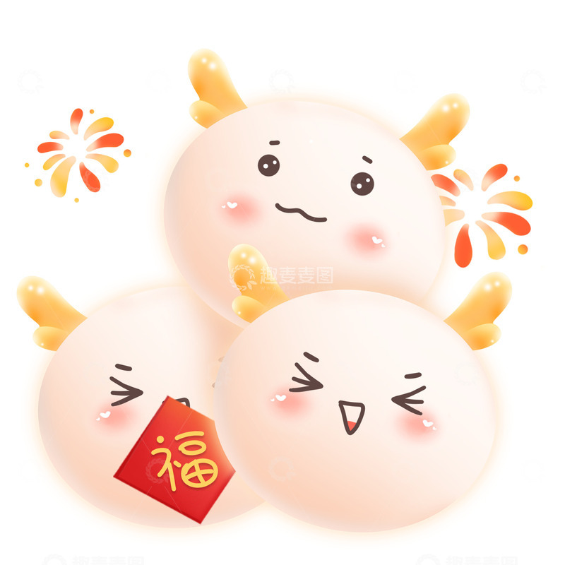 卡通可爱中国风元宵节汤圆装饰元素