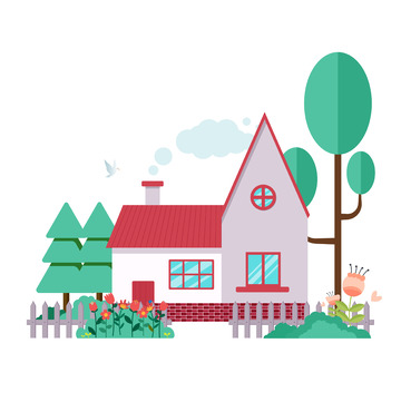 矢量扁平化别墅建筑