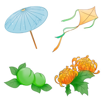 清明节风筝雨伞