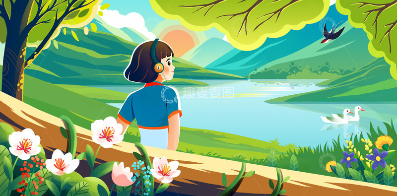 源文件下载【趣麦麦图】春天里的女孩二