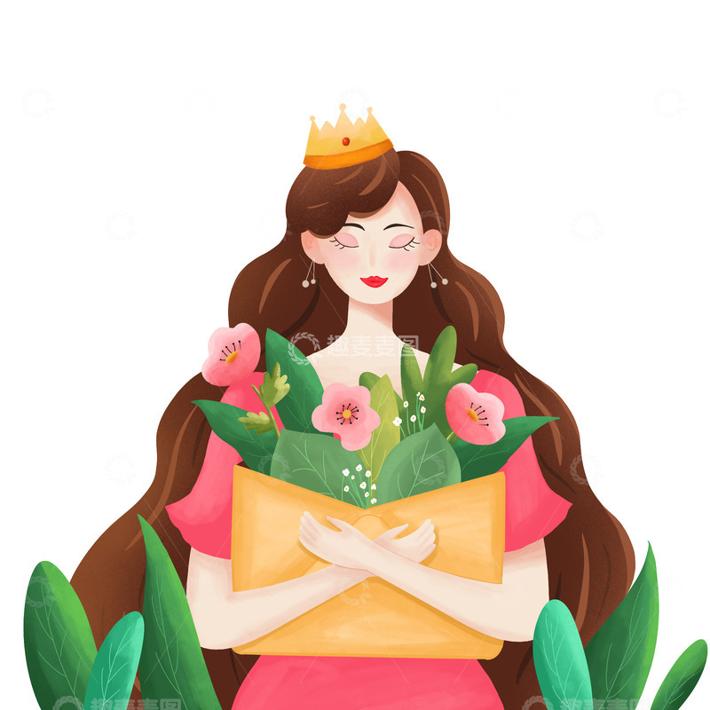 源文件下载【趣麦麦图】女神节女王节人物皇冠妇女节女生节