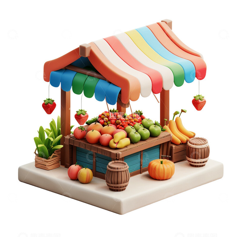 高清大图下载【趣麦麦图】水果摊路边摊