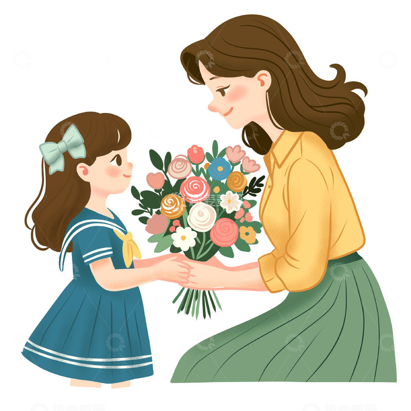 源文件下载【趣麦麦图】女神节送花场景插画