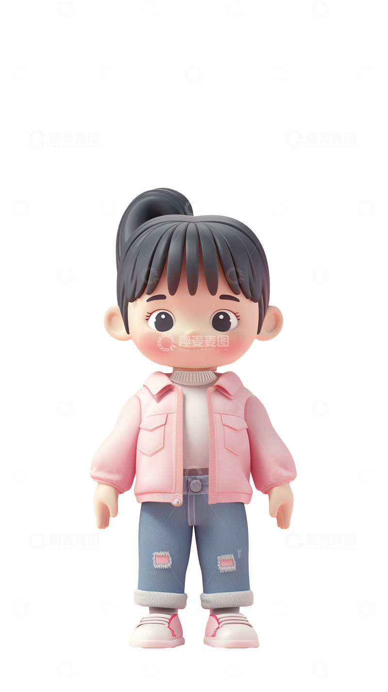 高清大图下载【趣麦麦图】3D可爱小女孩建模元素