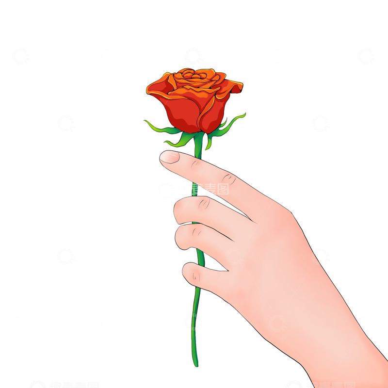 源文件下载【趣麦麦图】手持鲜花玫瑰手女神节妇女节