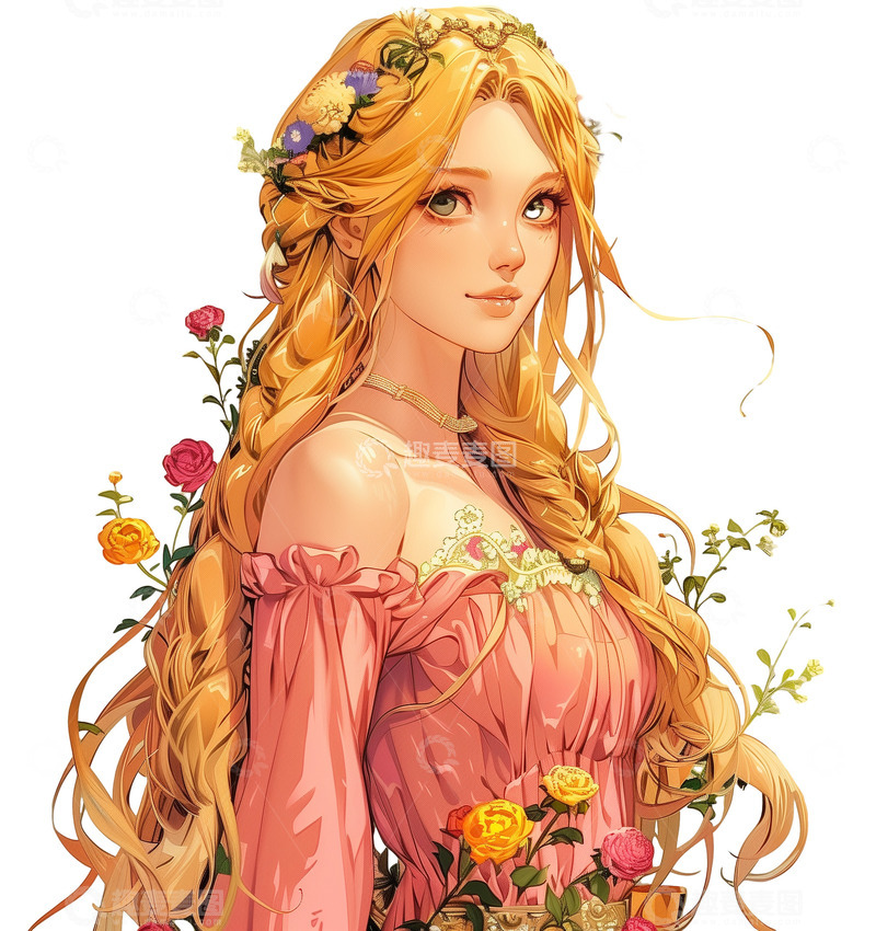 高清大图下载【趣麦麦图】38女神节妇女节鲜花女神插画