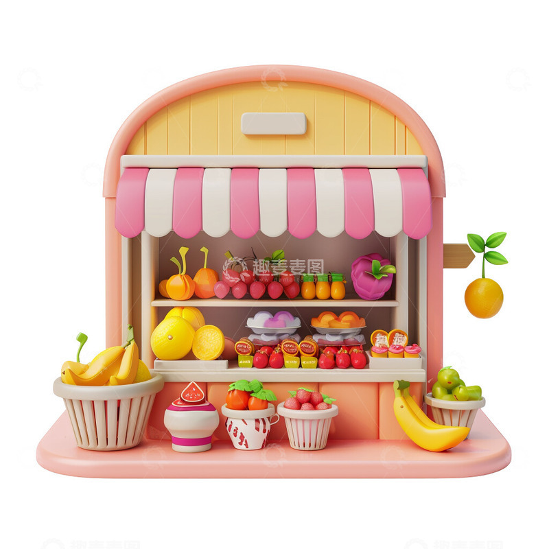 高清大图下载【趣麦麦图】路边水果摊3D