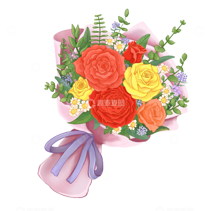 源文件下载【趣麦麦图】妇女节女神节情人节玫瑰花花束礼物