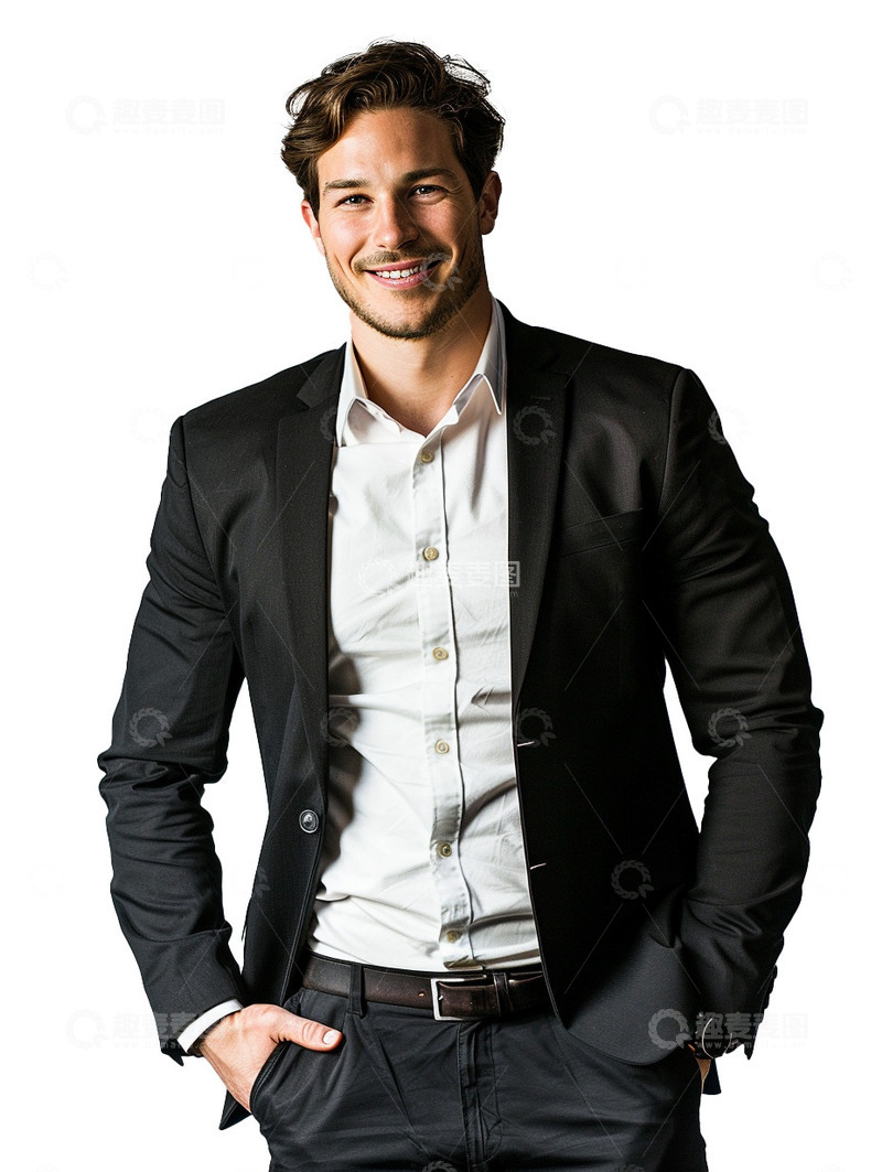 高清大图下载【趣麦麦图】西装外国男性双手插兜
