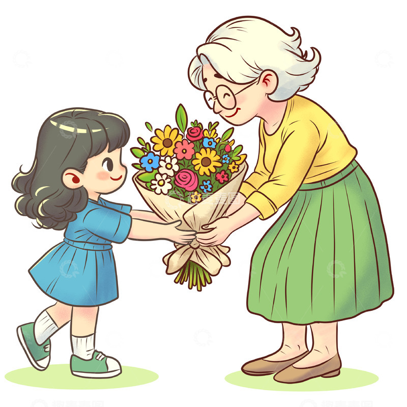 源文件下载【趣麦麦图】妇女节送花场景卡通插画