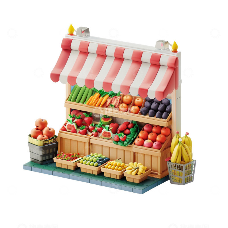高清大图下载【趣麦麦图】Q版水果摊位