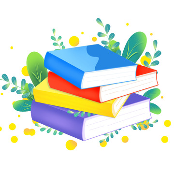 开学季扁平化植物书籍课本装饰插画元素