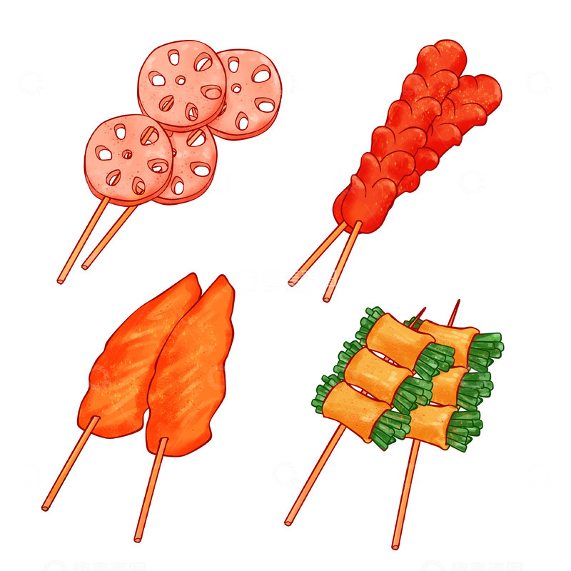 源文件下载【趣麦麦图】烧烤麻辣烤串