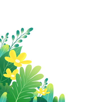 春天黄色花朵植物装饰元素