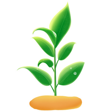 春天植树节植物叶子水珠元素
