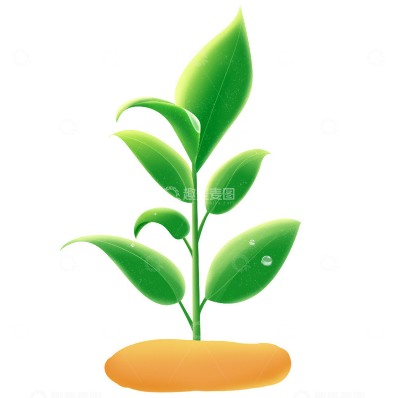 春天植树节植物叶子水珠元素