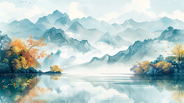 水墨山水素雅古风背景