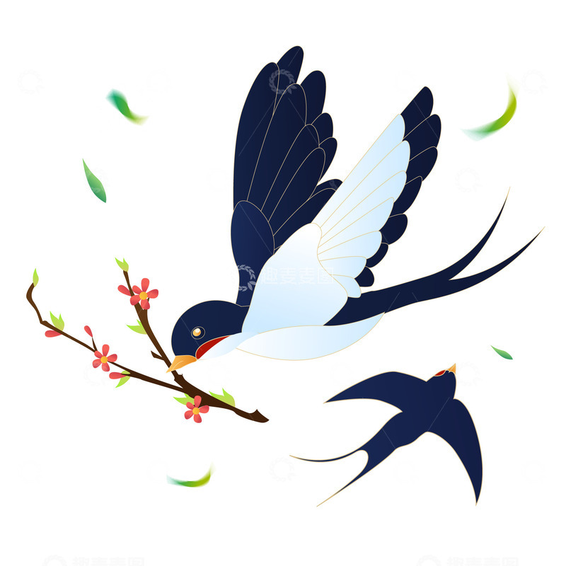 可爱春天小燕子动物装饰元素