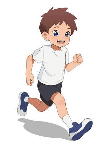 跑步田径的男孩动漫风