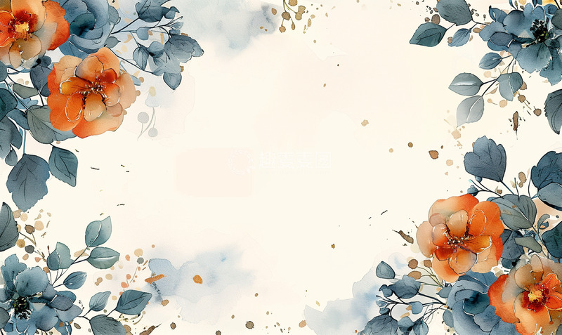 高清大图下载【趣麦麦图】小清新植物水彩装饰插画背景