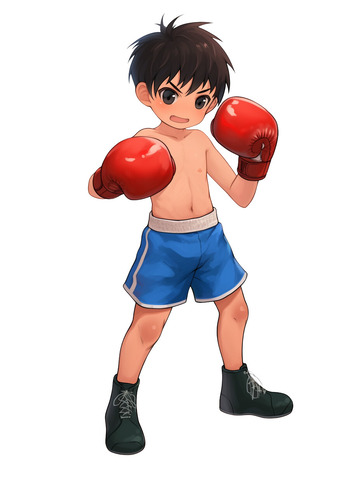 练习拳击的动漫男孩