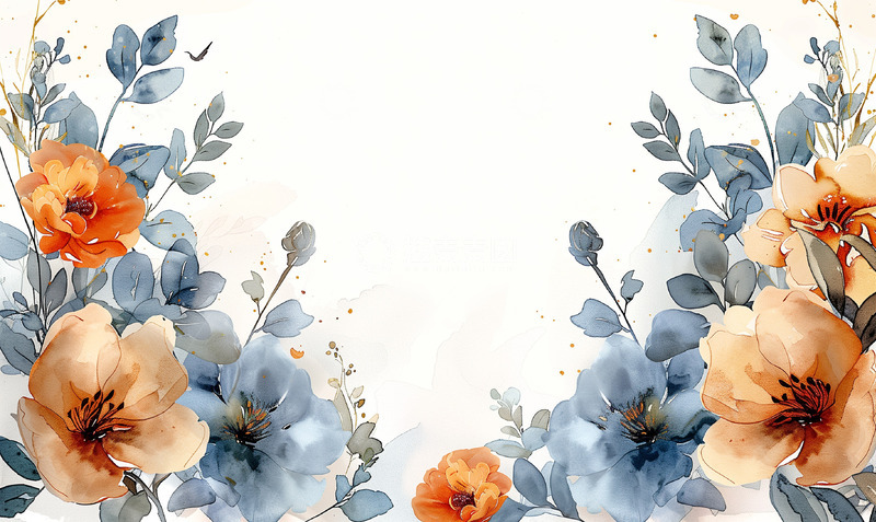 高清大图下载【趣麦麦图】花朵水彩渲染手绘背景