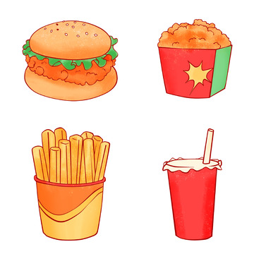 汉堡炸鸡薯条奶茶