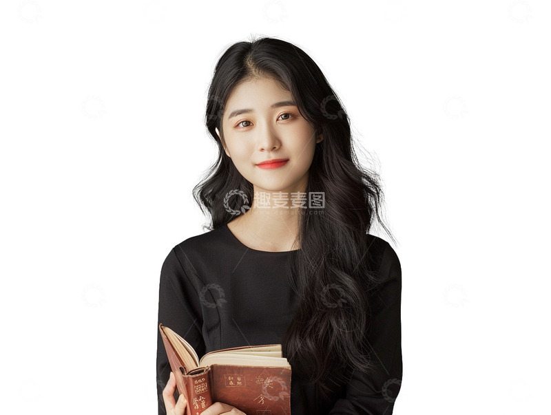 高清大图下载【趣麦麦图】拿着书的女性特写