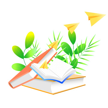 开学季卡通教育书本装饰矢量元素