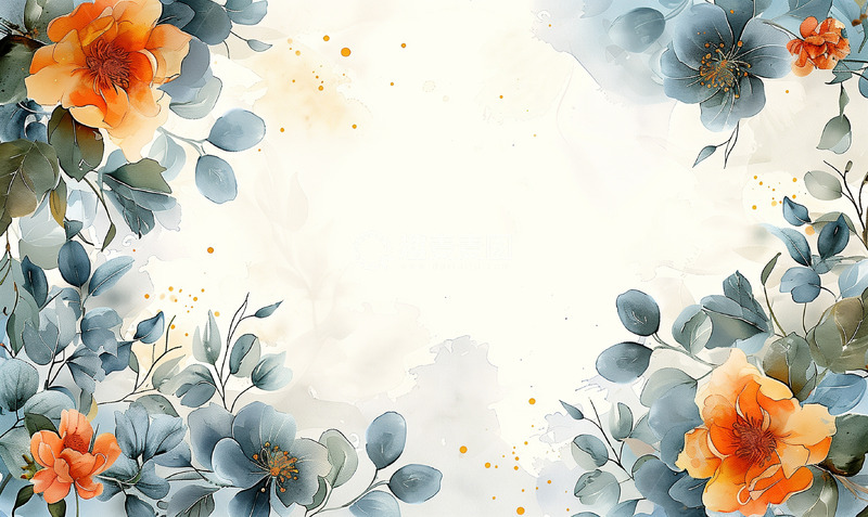 手绘小清新文艺植物鲜花装饰边框背景