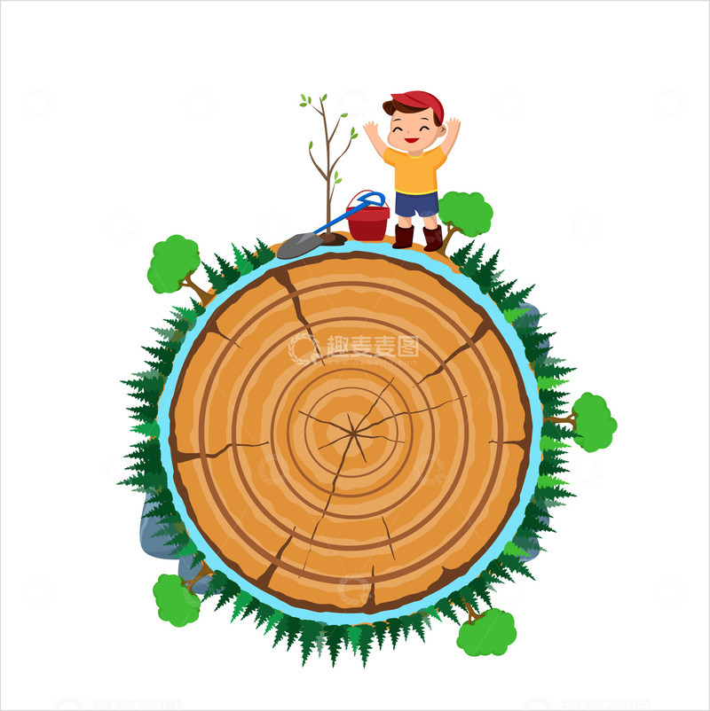 源文件下载【趣麦麦图】春天植树年轮