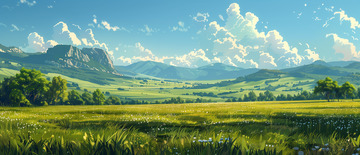 蓝天白云草原海报背景