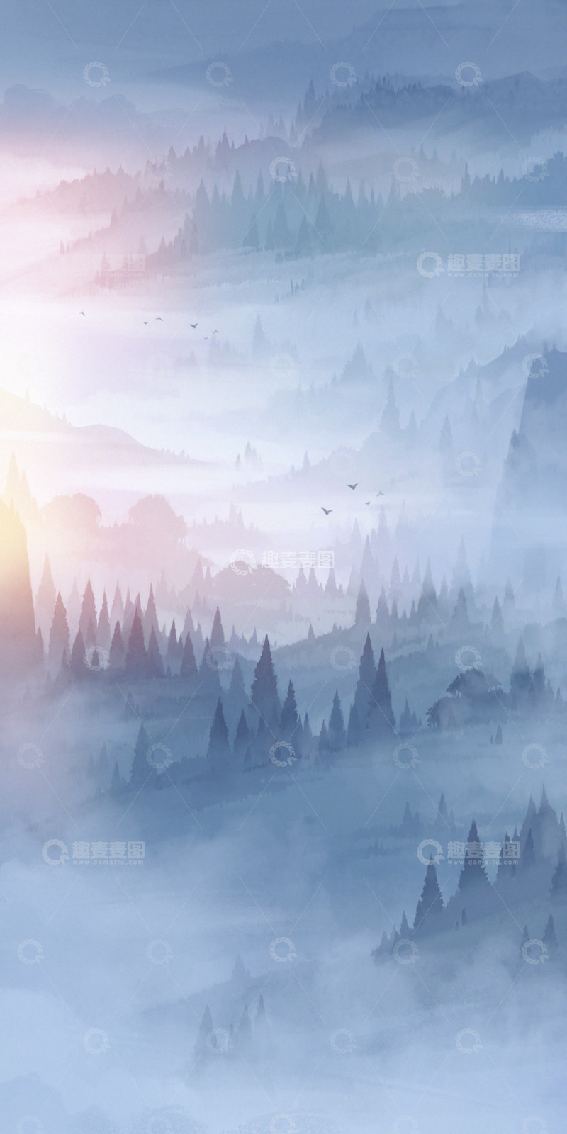 高清大图下载【趣麦麦图】-中国风意境水墨山水海报