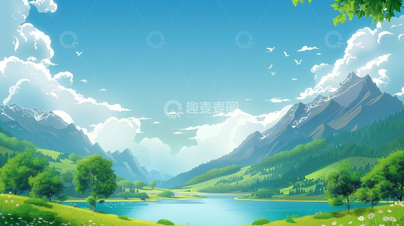 高清大图下载【趣麦麦图】-春天户外踏青插画