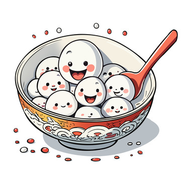 一碗可爱元宵汤圆