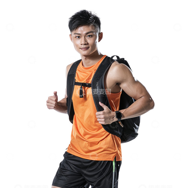 高清大图下载【趣麦麦图】男性健身背背包半身像