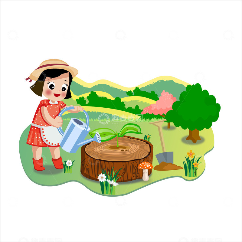 源文件下载【趣麦麦图】-春天发芽种树